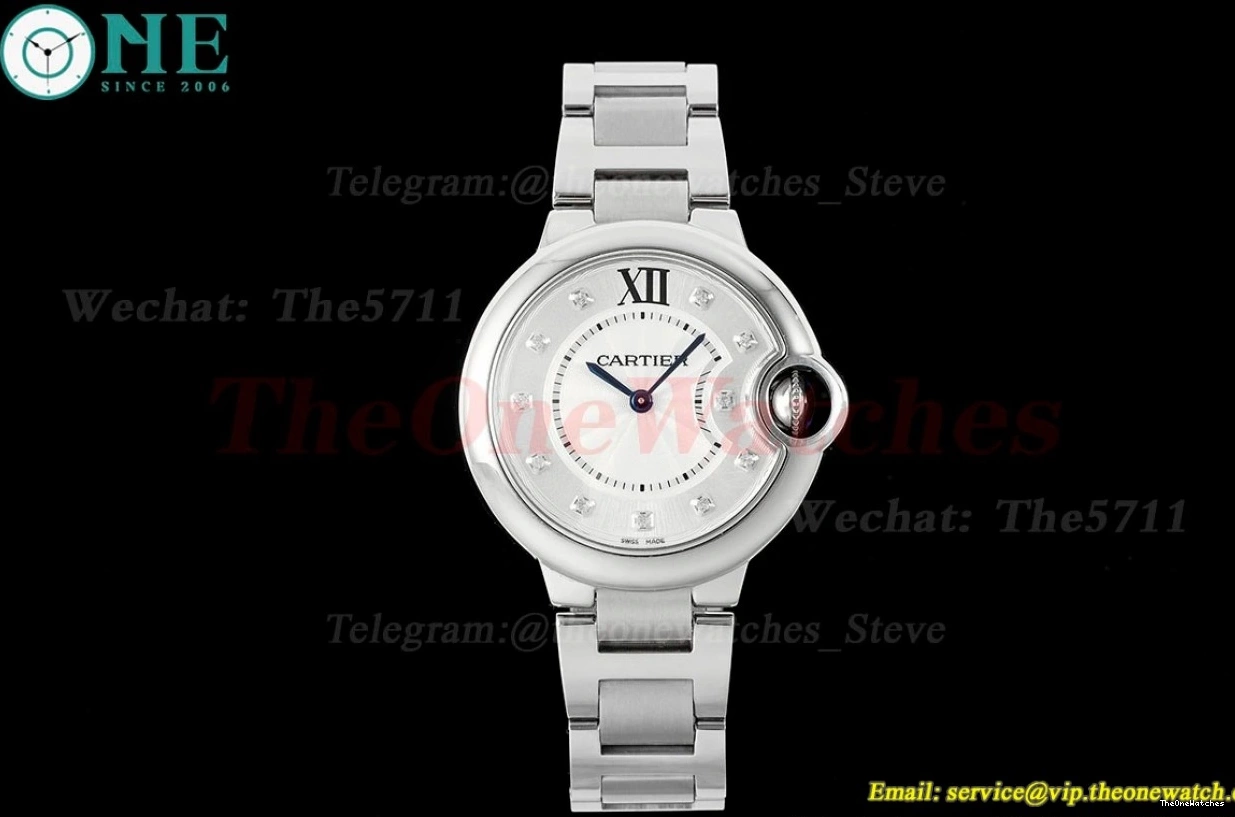 De AF 33mm Ballon White Dia Quartz Cartier SS SS Bleu 0414
